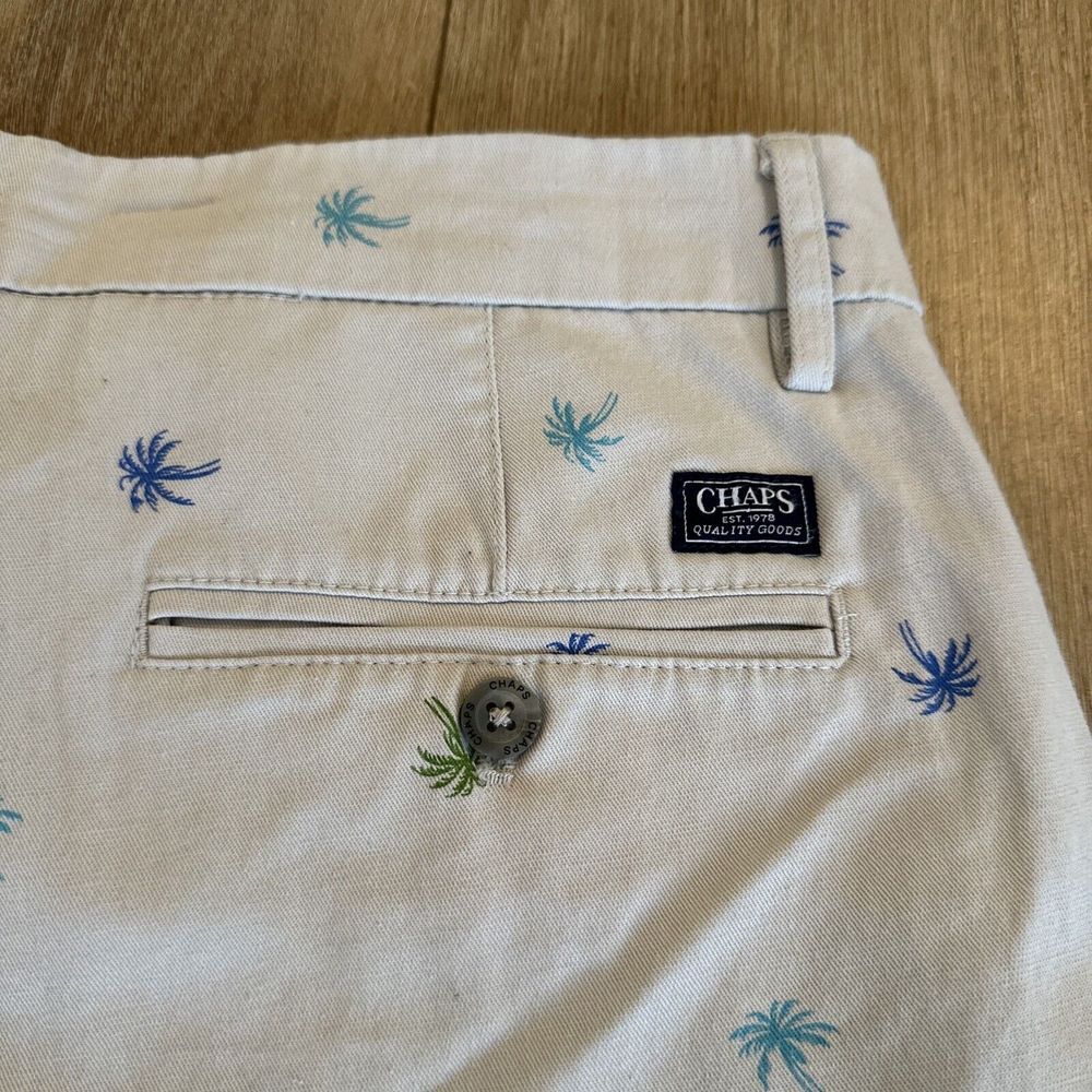 CHAPS Mens‎ Coastland Wash Palm Trees Shorts Stretch Size 32 9" Inseam Khaki NEW - Picture 5 of 9